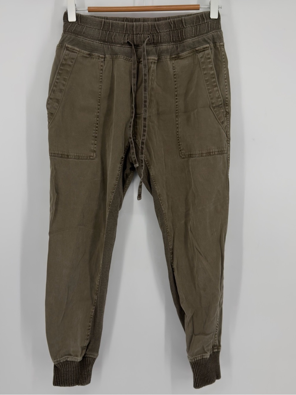James Perse Mixed‎ Media Pant Army Green Pigment Drawstring Joggers Size 1/S